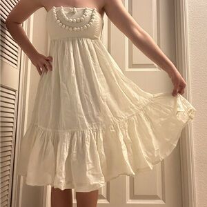 GAP Off-White Strapless Babydoll Dress